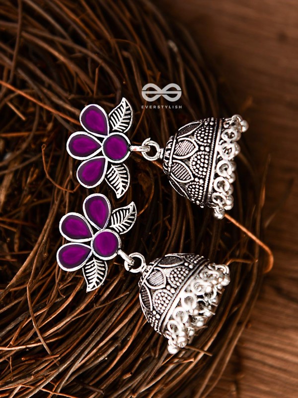 The Floral Delight Meenakari Arwork Jhumkis (Pink)
