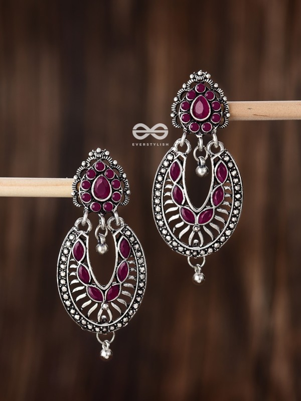 The Drops of Elegance Earrings (Ruby Red) - The Embellished Oxidised Collection