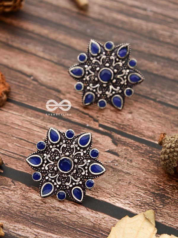 The Starry Diva Earrings - Blue - The Embellished Oxidised Collection