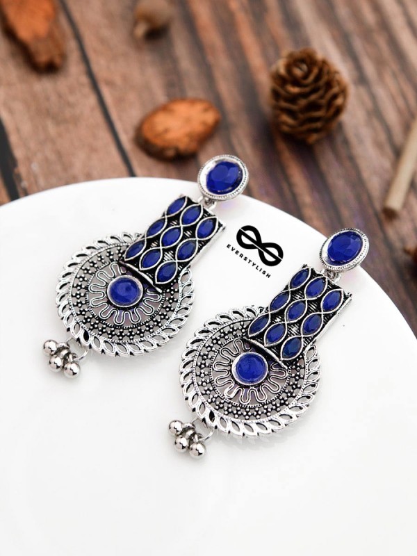 The Studded Artistry - Sapphire Blue - The Embellished Oxidised Collection