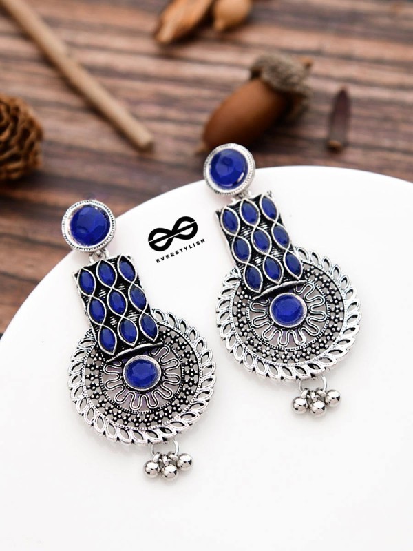 The Studded Artistry - Sapphire Blue - The Embellished Oxidised Collection