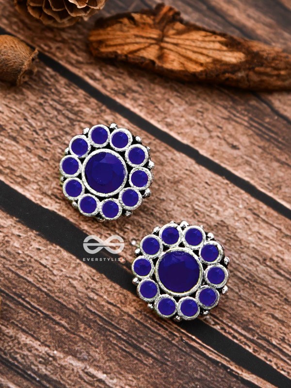 The Bling Button Studs - Sapphire Blue - Tiny Trinket Earrings