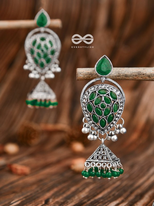 The Khaleesi Statement Danglers - Emerald Green - The Embellished Oxidised Collection
