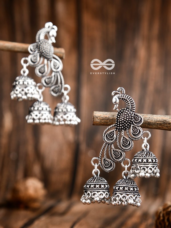 The Intricate Peacocks - Triple Boho Jhumki Earrings