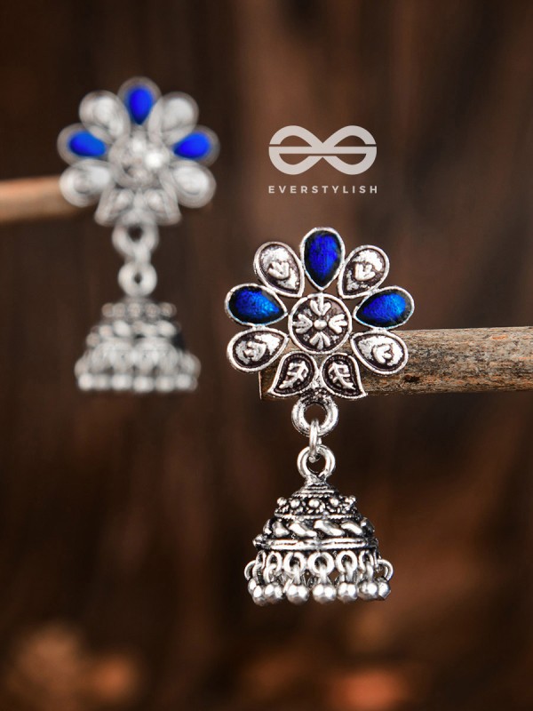 The Enamelled Floral Artwork ( Royal Blue) - The Embellished Oxidised Collection