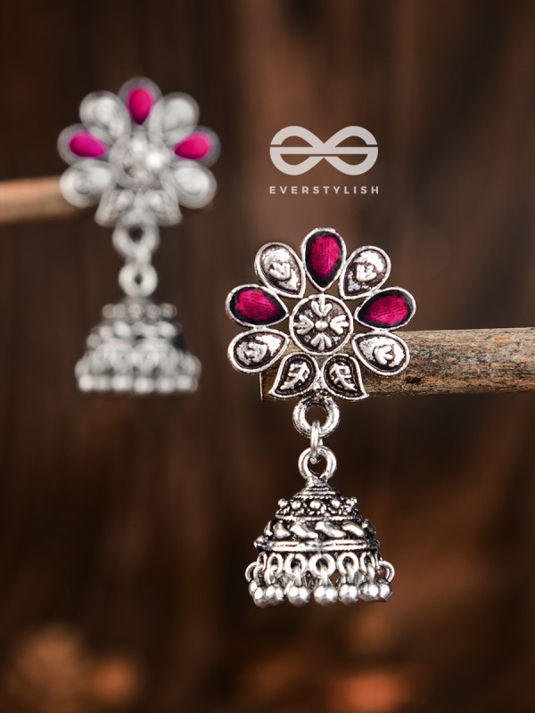 The Enamelled Floral Artwork (Ruby Red) - The Embellished Oxidised Collection