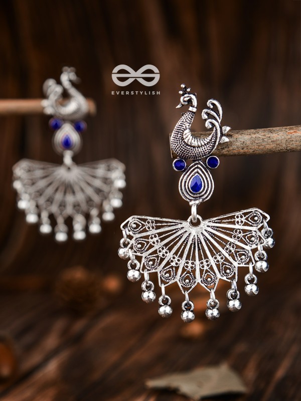 The Fabulous Fanning Peacock (Sapphire Blue) - Embellished Oxidised Collection