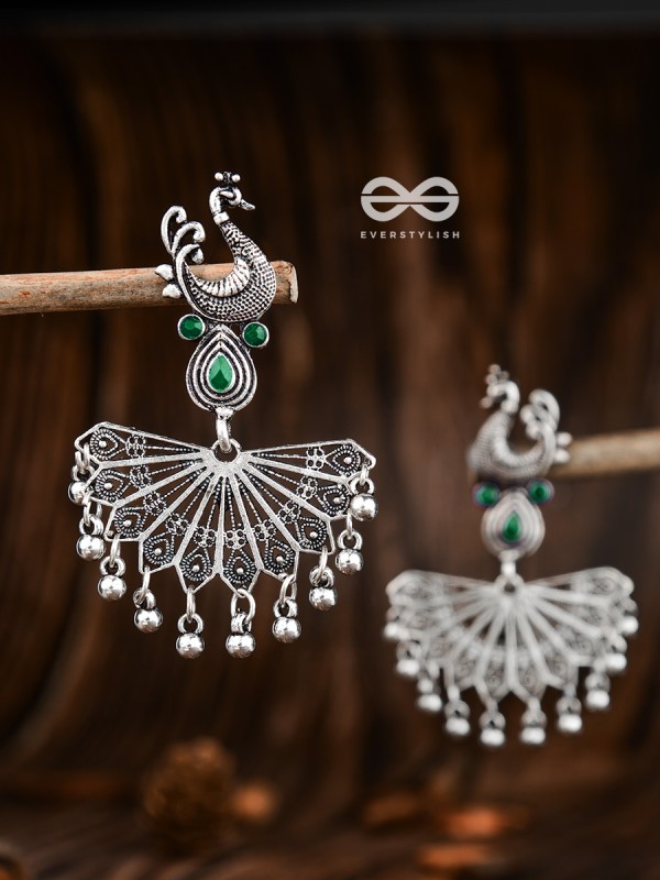 The Fabulous Fanning Peacock (Emerald Green) - Embellished Oxidised Collection