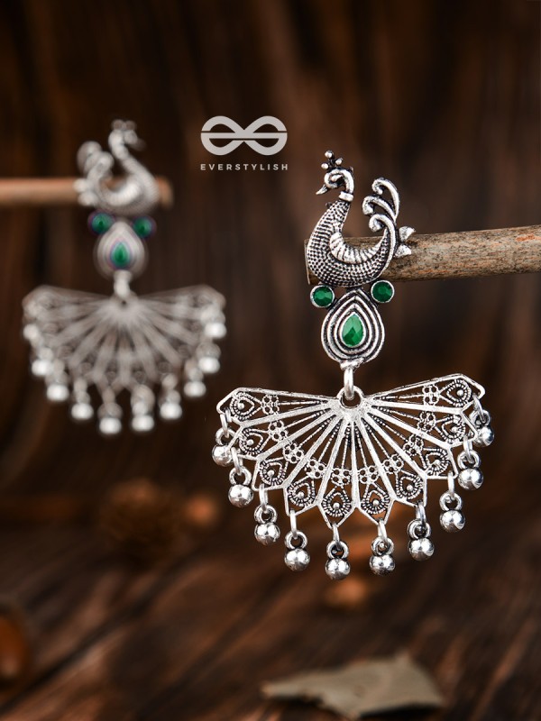 The Fabulous Fanning Peacock (Emerald Green) - Embellished Oxidised Collection