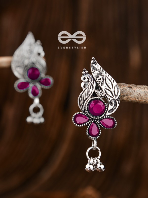 The Boho Peacocks (Ruby Red) - The Embellished Oxidised Collection