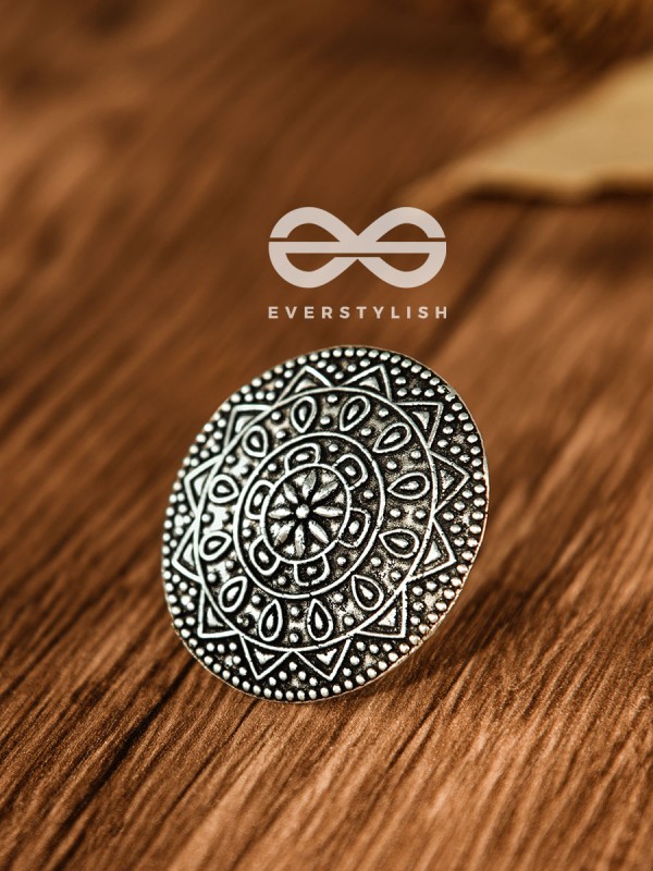 The Aztec Emblem - Oxidised Boho Ring