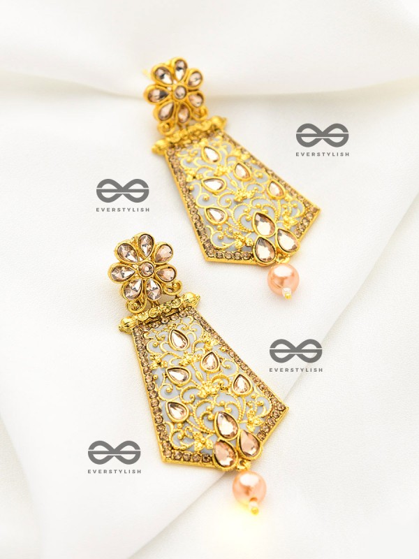 The Marvellous Meenakari Collection - Arya Earrings - Misty Grey