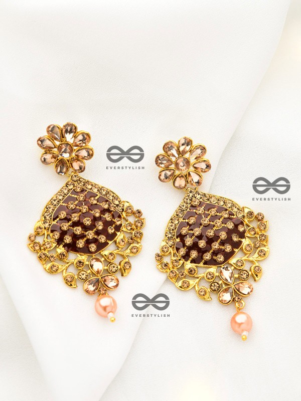 The Marvellous Meenakari Collection - Ruhi Earrings - Maroon-Pink