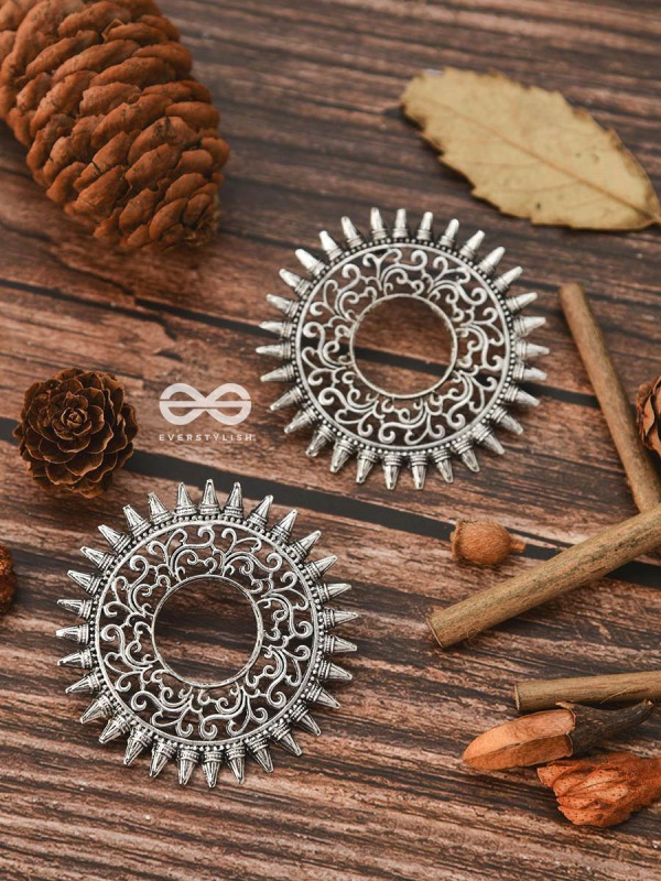 The Motif Sun Oxidised Boho Earrings