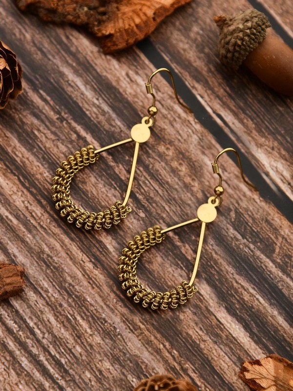 The Little Mesh Droplet - Tiny Trinket Earrings - Oxidised Gold