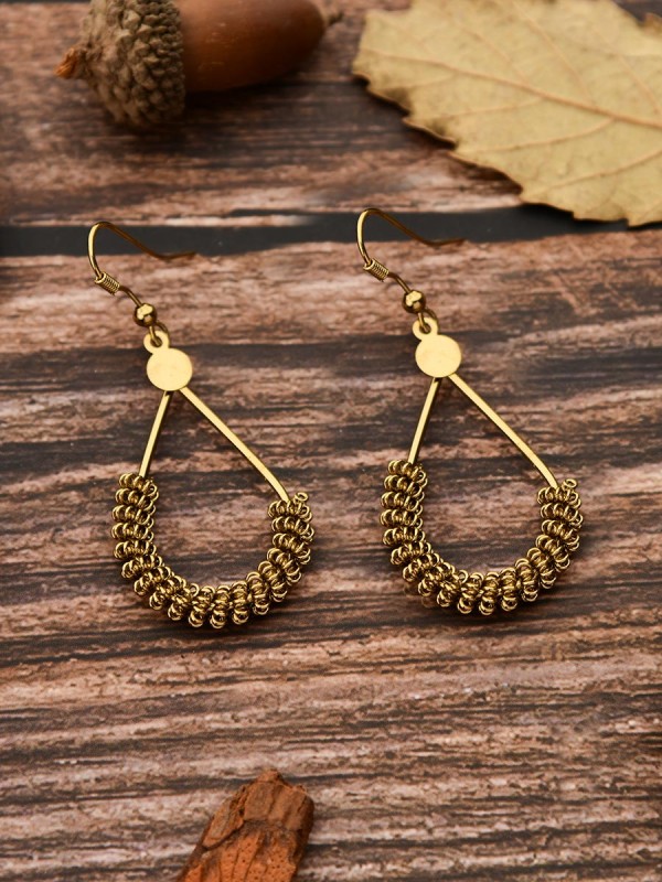 The Little Mesh Droplet - Tiny Trinket Earrings - Oxidised Gold