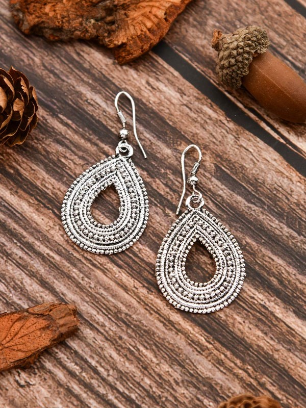 The Oxidised Droplet - Tiny Trinket Earrings - Silver