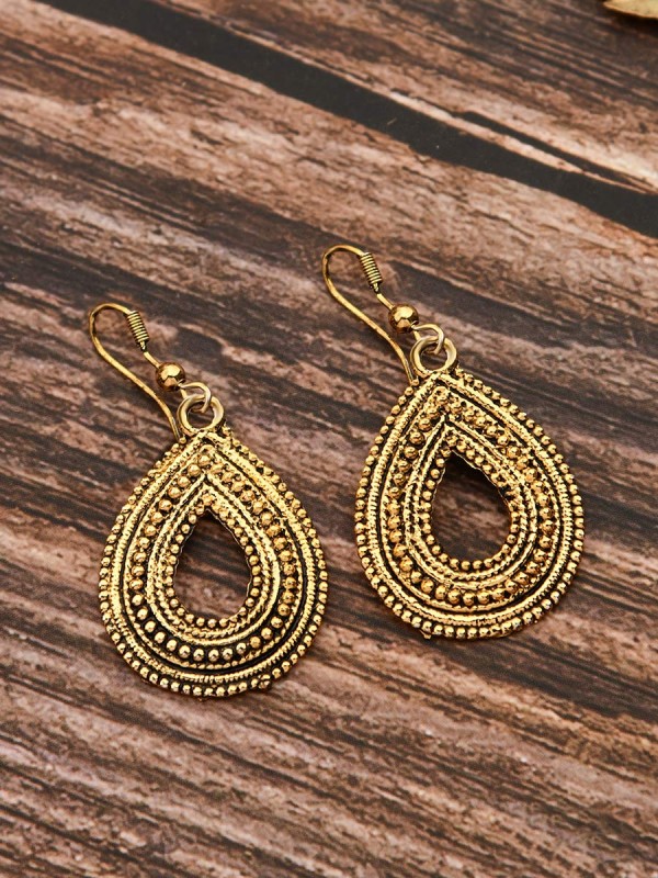 The Oxidised Droplet - Tiny Trinket Earrings - Golden