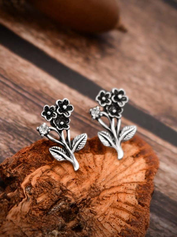 The Artistic Flower - Tiny Trinket Earrings - Silver