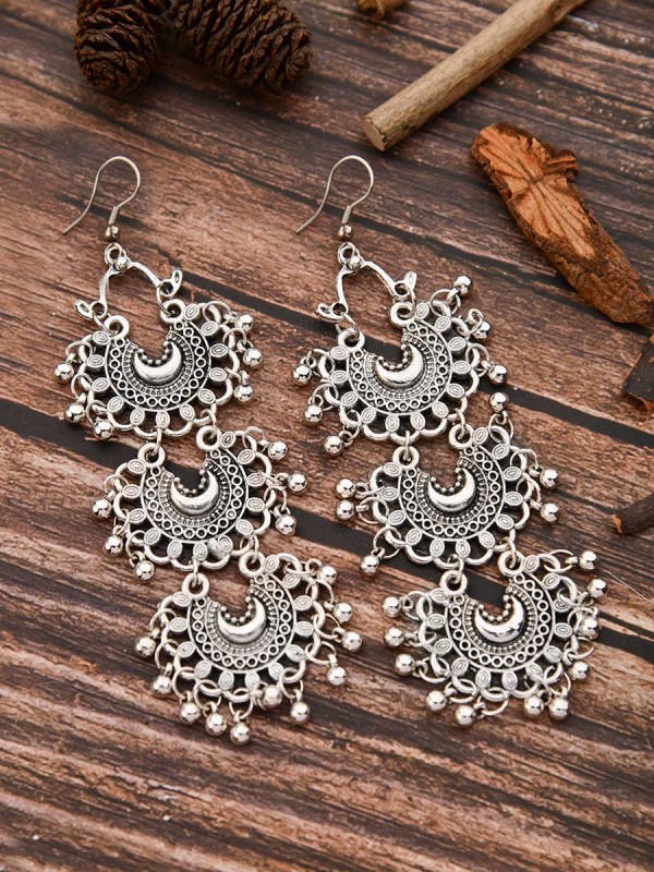 The Triple Moons - Oxidised Boho Earrings
