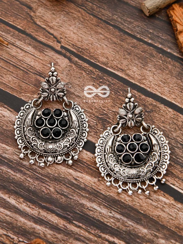 The Peppy Touch - Oxidised Boho Earrings (Black)