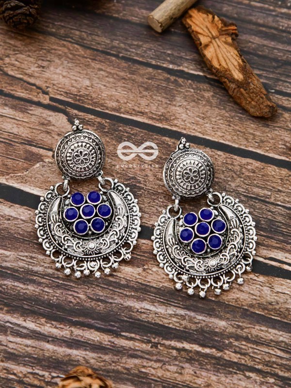 The Peppy Touch - Oxidised Boho Earrings (Blue)