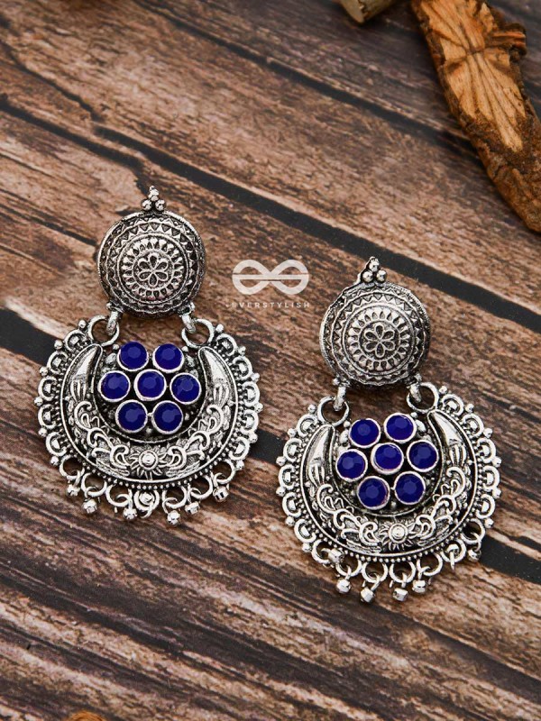 The Peppy Touch - Oxidised Boho Earrings (Blue)