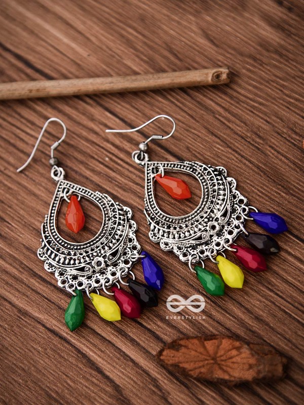 The Vintage Drop Motifs (Multicoloured) - Oxidised Boho Earrings