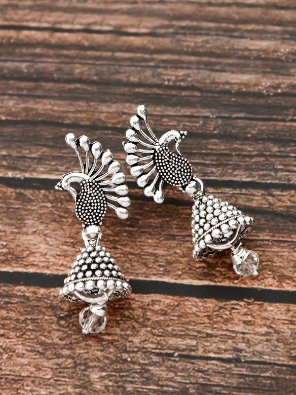 The Little Peacock Jhumkis - Tiny Trinket Earrings