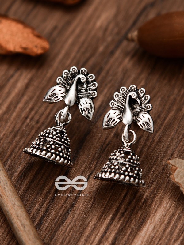 The Little Peacock Jhumki - Tiny Trinket Earrings