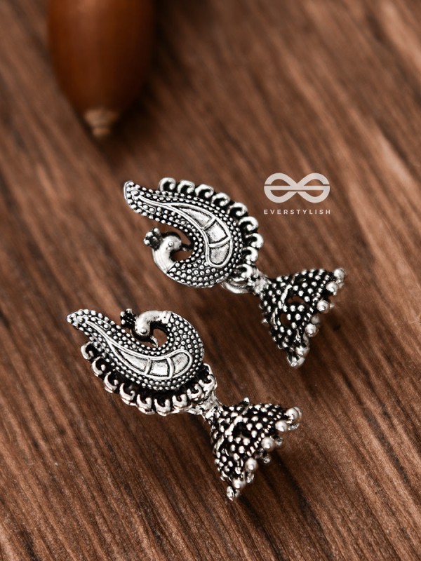 The Little Motif Peacock Jhumki - Tiny Trinket Earrings