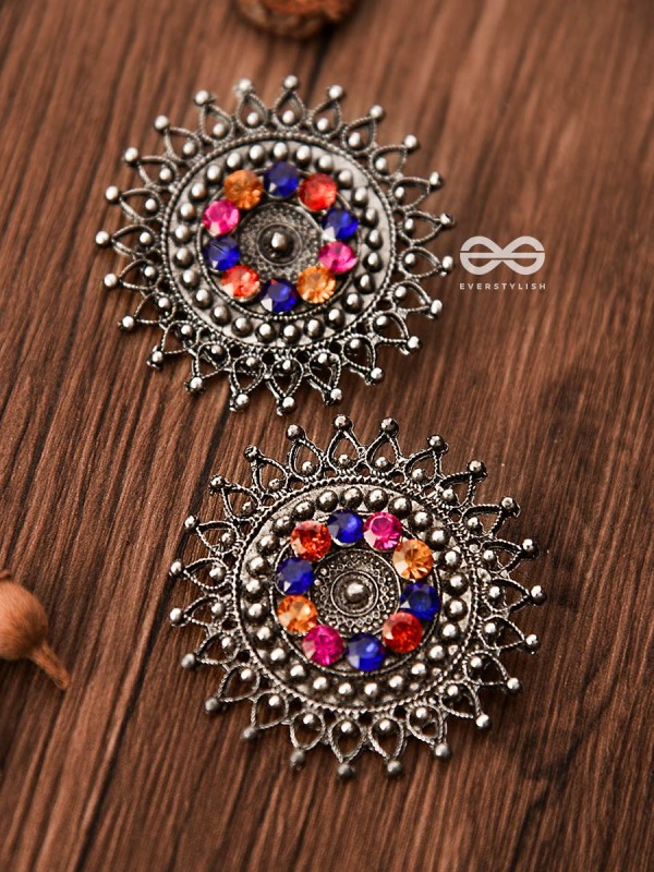 A Colourful Dark Fantasy -Oxidised Boho Earrings