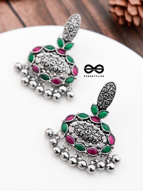 The Intricate Artistry (Pink-Green) - The Embellished Oxidised Collection