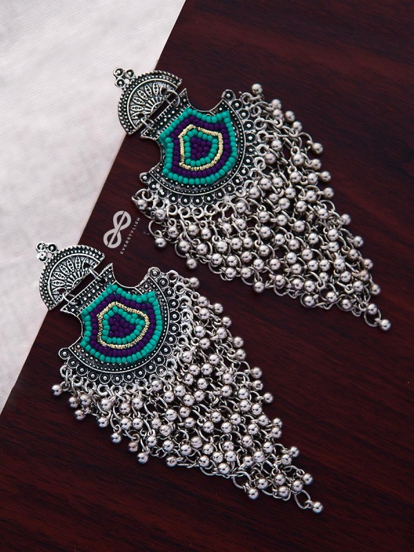 The Bohemian Jhaalar Statement Makers (Blue Hues) - The Embroidered Oxidised Collection