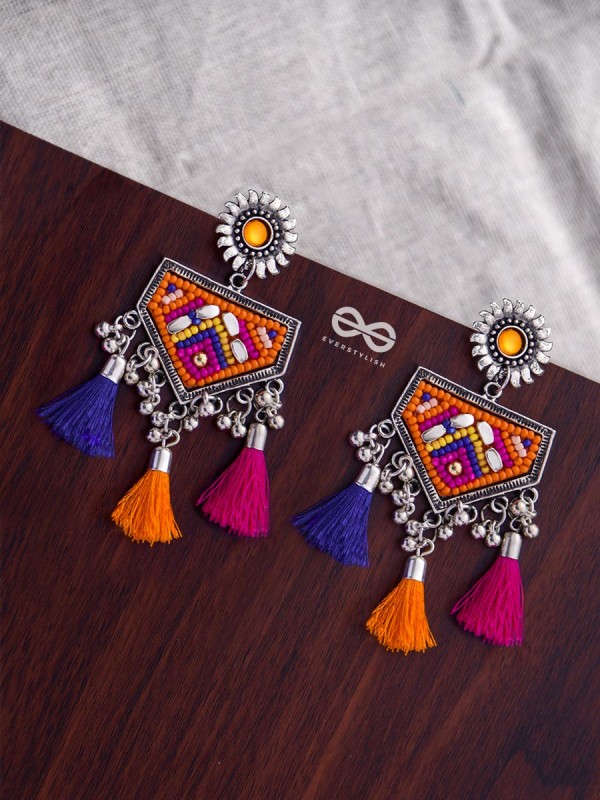 The Playful Desire (Pink-Blue-Orange) - The Embroidered Oxidised Collection
