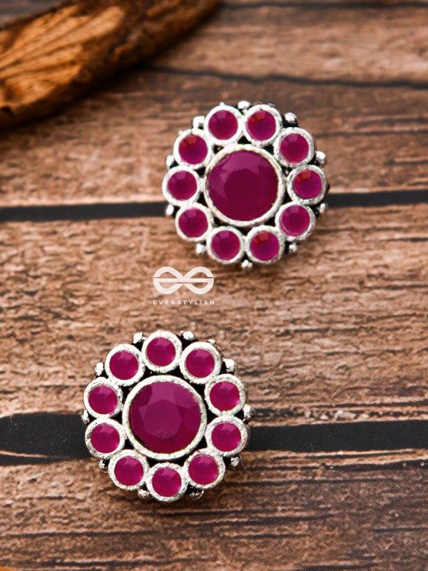 The Bling Button Studs - Ruby Red - Tiny Trinket Earrings