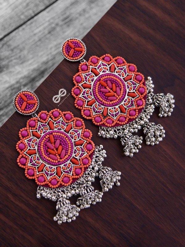 The Stunning Jaw-Droppers (Orange-Pink) - Embroidered Oxidised Collection