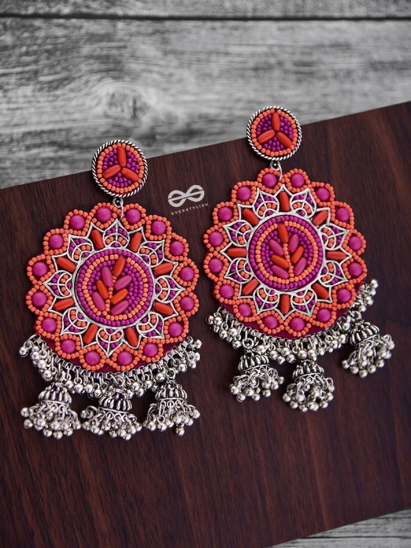 The Stunning Jaw-Droppers (Orange-Pink) - Embroidered Oxidised Collection