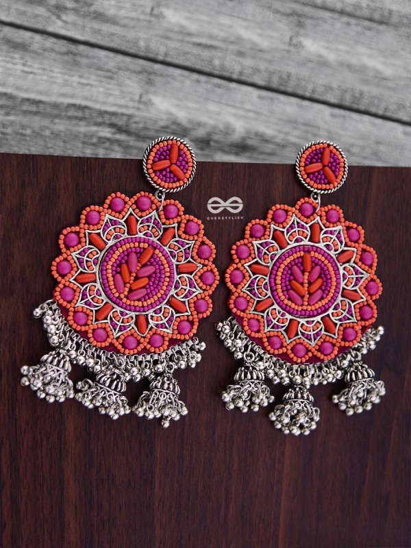 The Stunning Jaw-Droppers (Orange-Pink) - Embroidered Oxidised Collection
