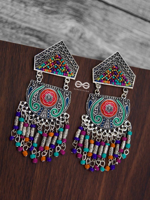 The Multilayered Meenakari Statement Makers (Multicoloured) - Embroidered Oxidised Collection