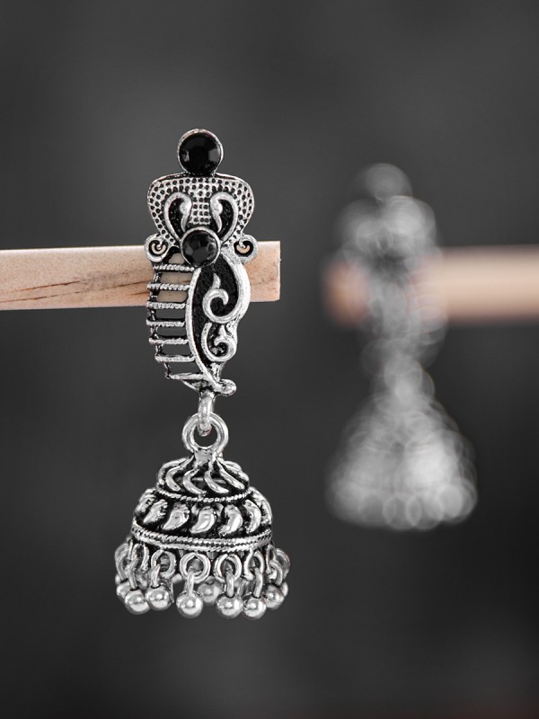 The Cute Little Artwork Jhumkis (Onyx Black) - Tiny Trinket Earrings