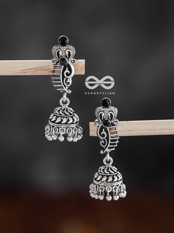 The Cute Little Artwork Jhumkis (Onyx Black) - Tiny Trinket Earrings