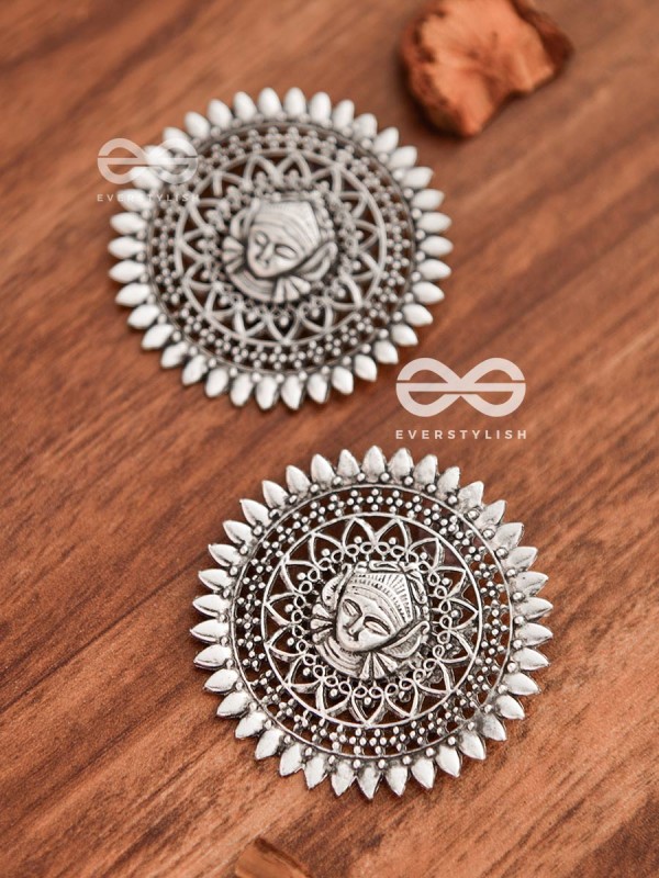 The Godly Durga Studs - Oxidised Boho Earrings