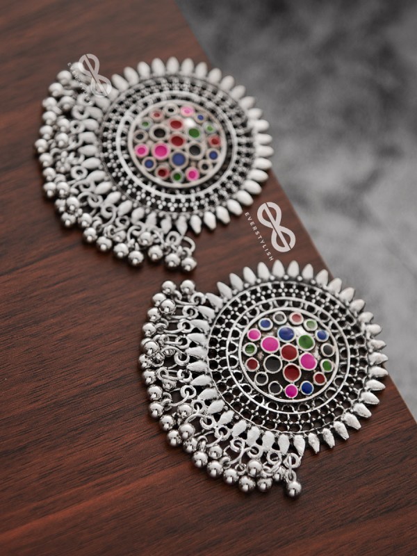 The Multi-Coloured Enamelled Sun Studs - Embellished Oxidised Collection