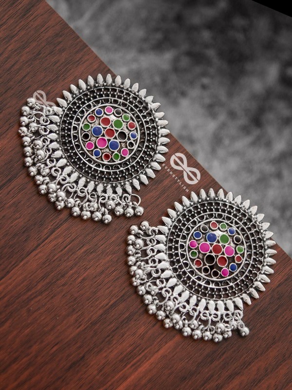 The Multi-Coloured Enamelled Sun Studs - Embellished Oxidised Collection