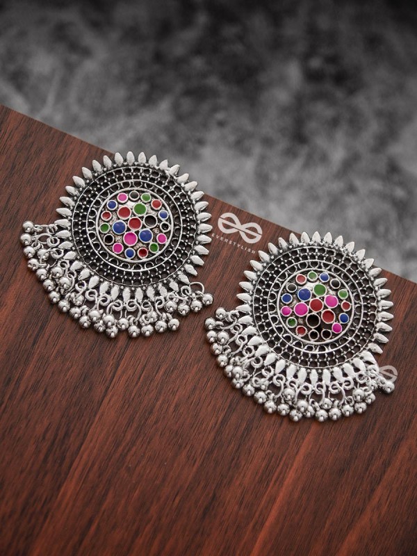The Multi-Coloured Enamelled Sun Studs - Embellished Oxidised Collection