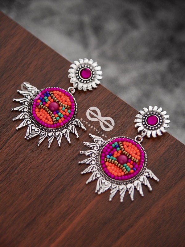 The Little Intricate Sun Drops (Pink) - Embroidered Oxidised Collection