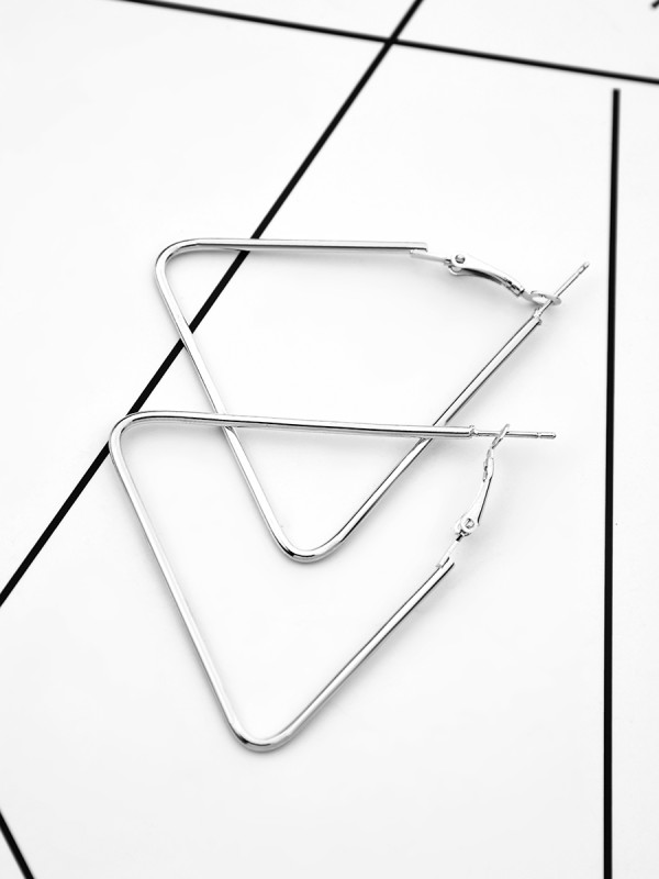 The Everyday Chic - Oversized Triangle Hoops - Silver