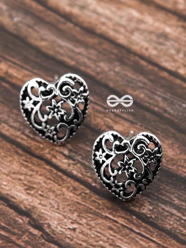 The Intricate Heart Studs - Tiny Trinket Earrings