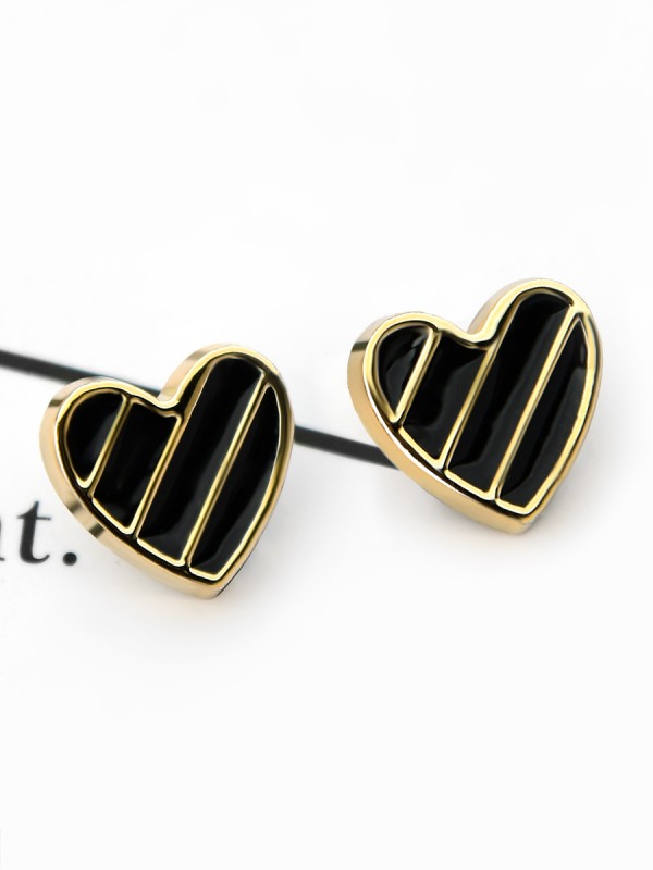 The Little Enamel Heart Studs - Black - Tiny Trinket Earrings